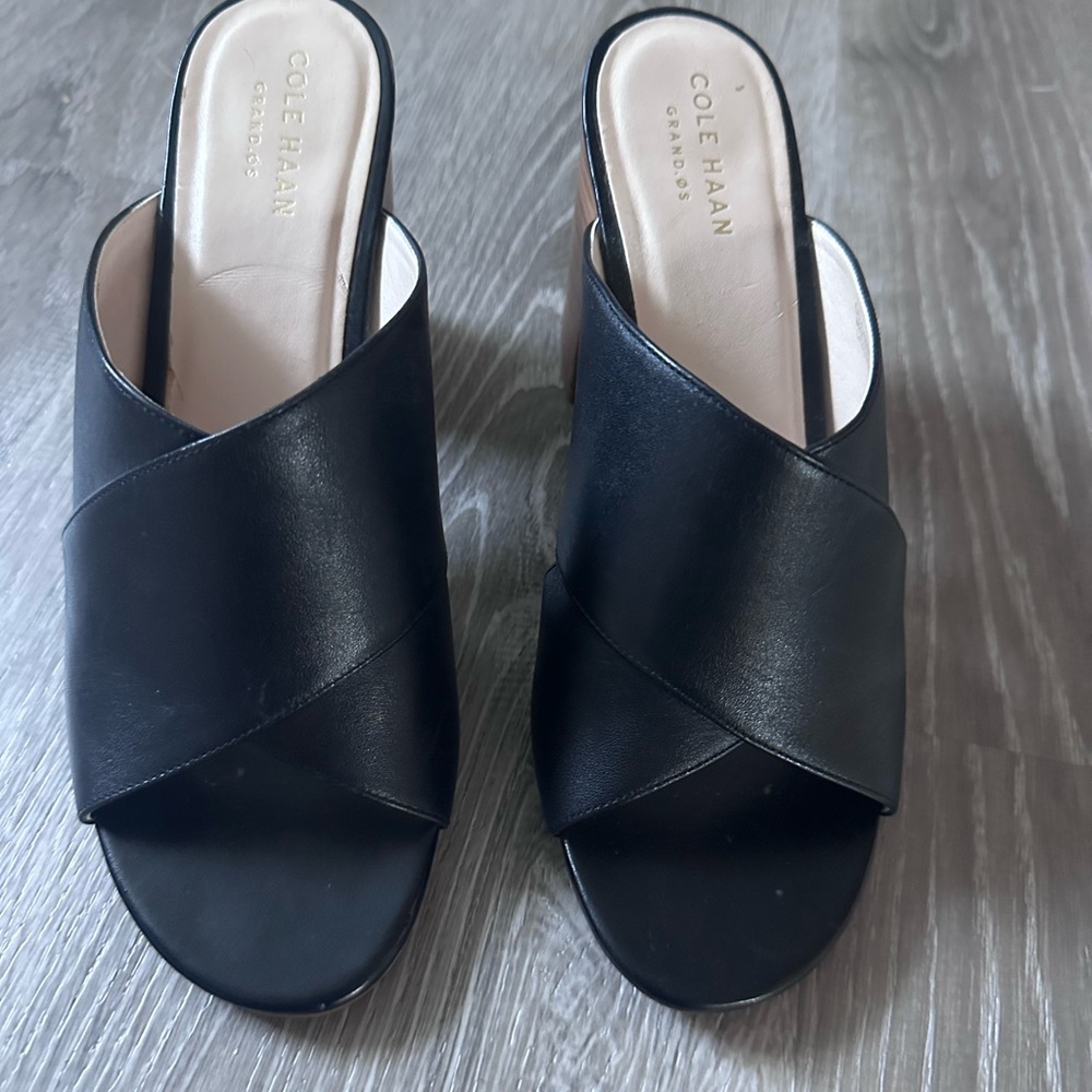 Cole Haan Women's Black Leather Mules